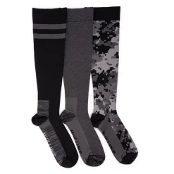 Men's 3 Pack Nylon Compression Knee-High Socks