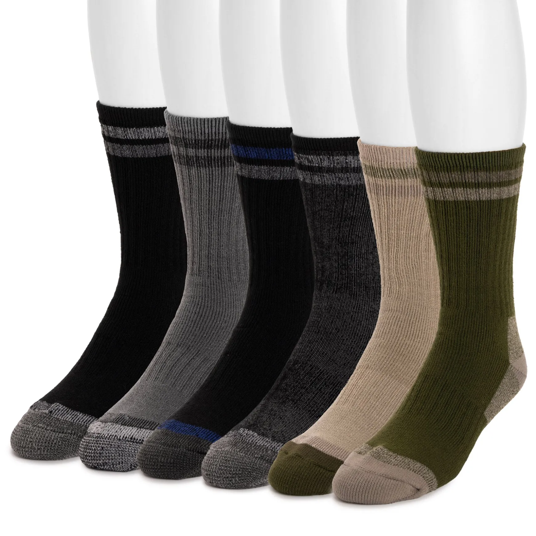 Men's 6 Pair Pack Heat Retainer Crew Socks