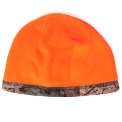 QuietWear Reversible Fleece Beanie - Camo and Blaze Orange