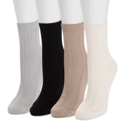 Women's 4 Pack Fluffy Microfiber Texture Crew Socks