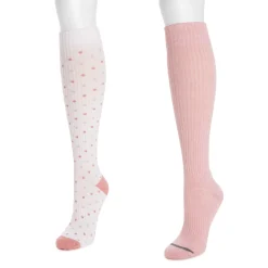Women's 2 Pair Pack Cotton Compression Knee High Socks
