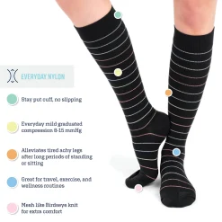 Women's 3 Pair Pack Nylon Compression Socks