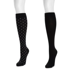 Women's 2 Pair Pack Nylon Compression Knee High Socks