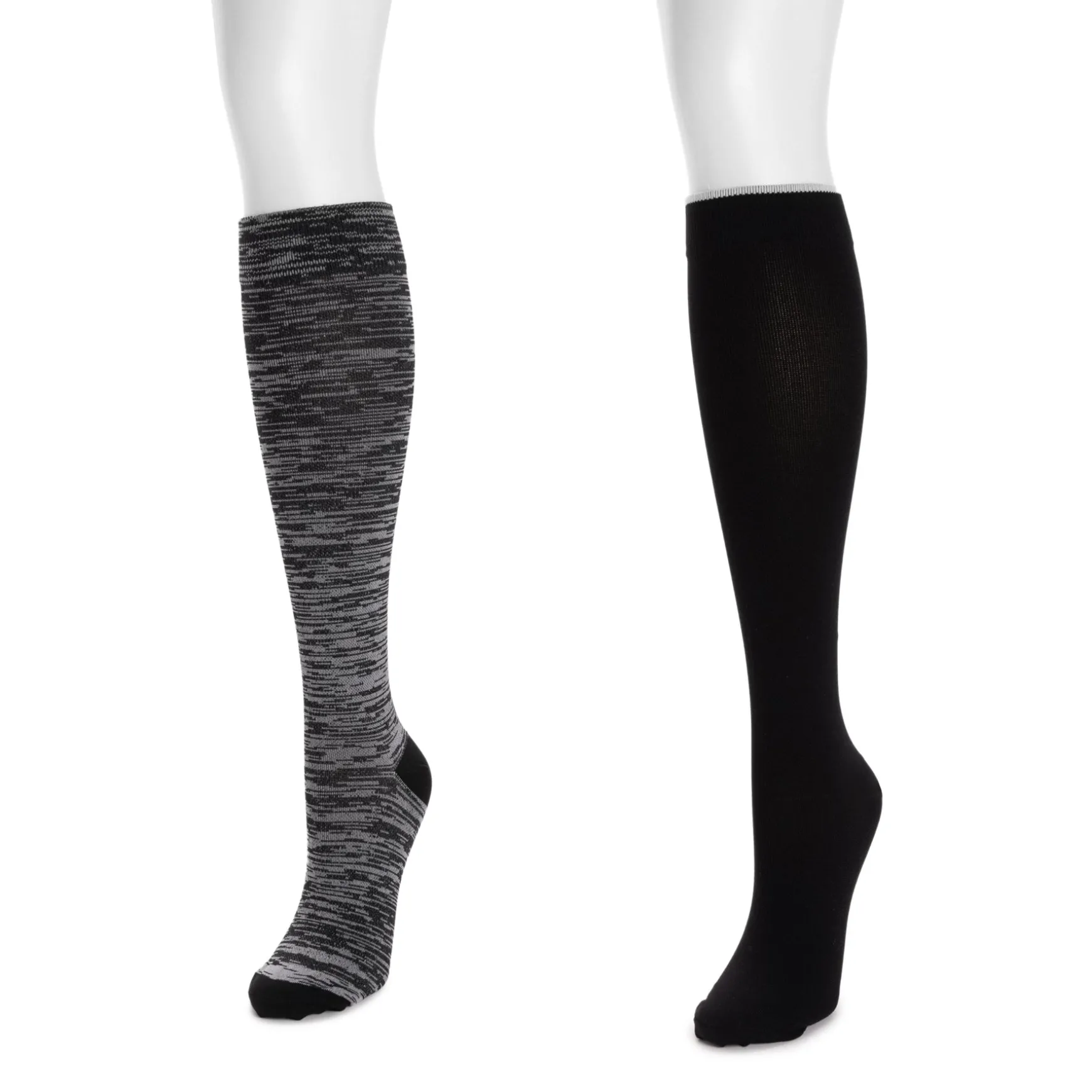 Women's 2 Pair Pack Nylon Compression Knee High Socks