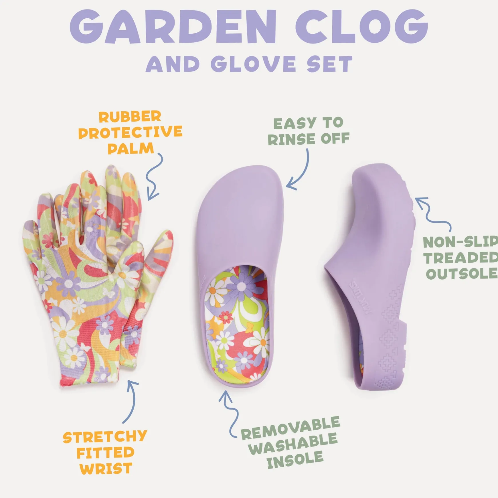 Women's Garden Clog and Glove Set
