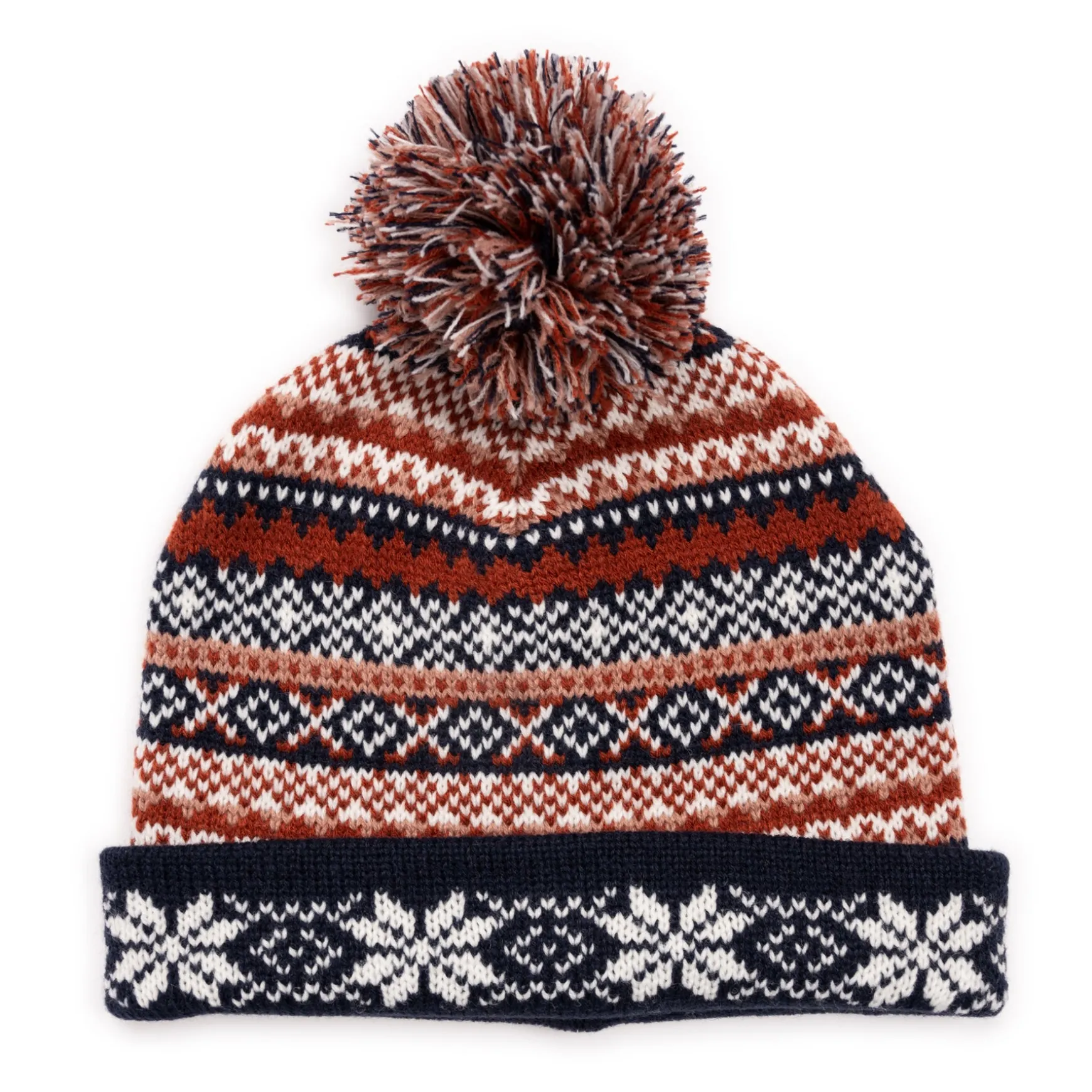 Women's Slouchie Beanie with Patterned Turnback Cuff