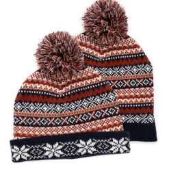 Women's Slouchie Beanie with Patterned Turnback Cuff